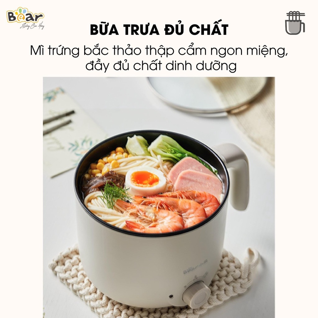 (BH 18 Tháng) Nồi Lẩu Điện Đa Năng Bear C12K1 Nồi Nấu Lẩu Mini, Nồi Nầu Mỳ, Xào Rán Đa Năng