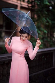 Áo hồng 4 tà kèm quần