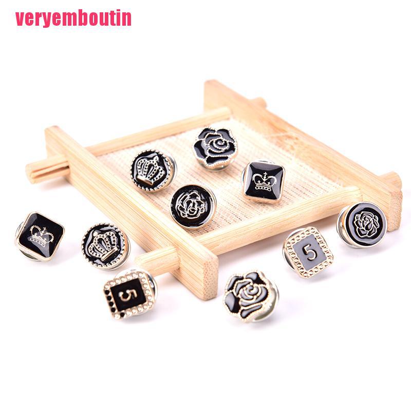 Set 10 Khuy Cài Áo Hình Bông Hoa Đính Ngọc Trai Nhân Tạo Thời Trang