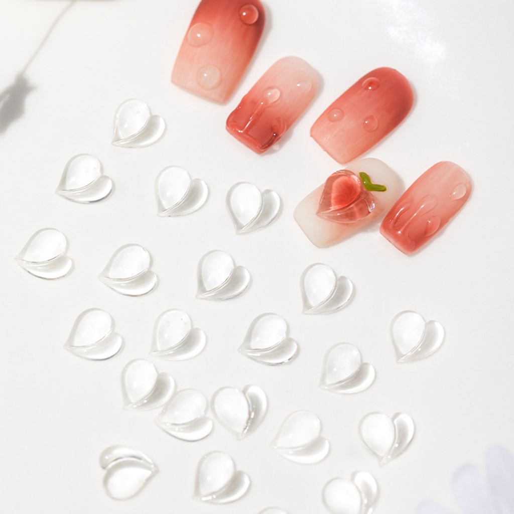 Set 25 Phụ Kiện Trang Trí Móng Tay Hình Trái Tim / Trái Tim / Quả Đào 3D Đa Năng Bằng Nhựa Resin Tinh Tế DIY Dành Cho Bạn Gái