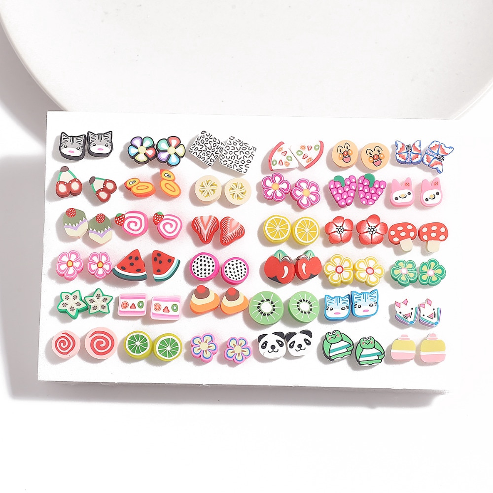 Set 36 đôi bông tai đính đá rhinestone pha lê bông hoa thanh lịch trang sức cho bé gái