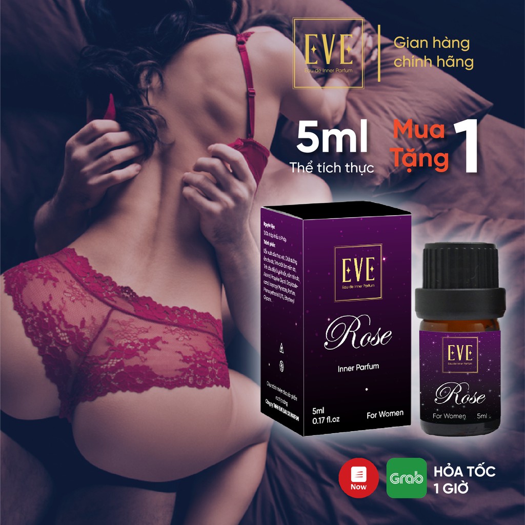 Nước Hoa Cô Bé Bím ROSE 5ml Lưu Hương Thơm Lâu - Nước Hoa Vùng Kín Nữ Chính Hãng EVE Eau de Inner Parfum (Có che tên)