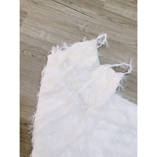 Maxi lông 2 dây hở lưng quyến rũ sang trọng - đầm váy trắng xoè dài thời trang đi chơi dự tiệc du lịch đi biển hình thật