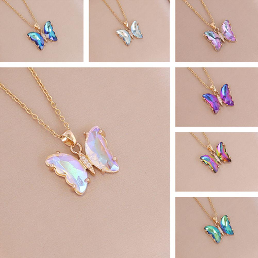 Vòng cổ Choker Mặt Hình Bướm Màu Gradient Thời Trang|Bươm Bướm