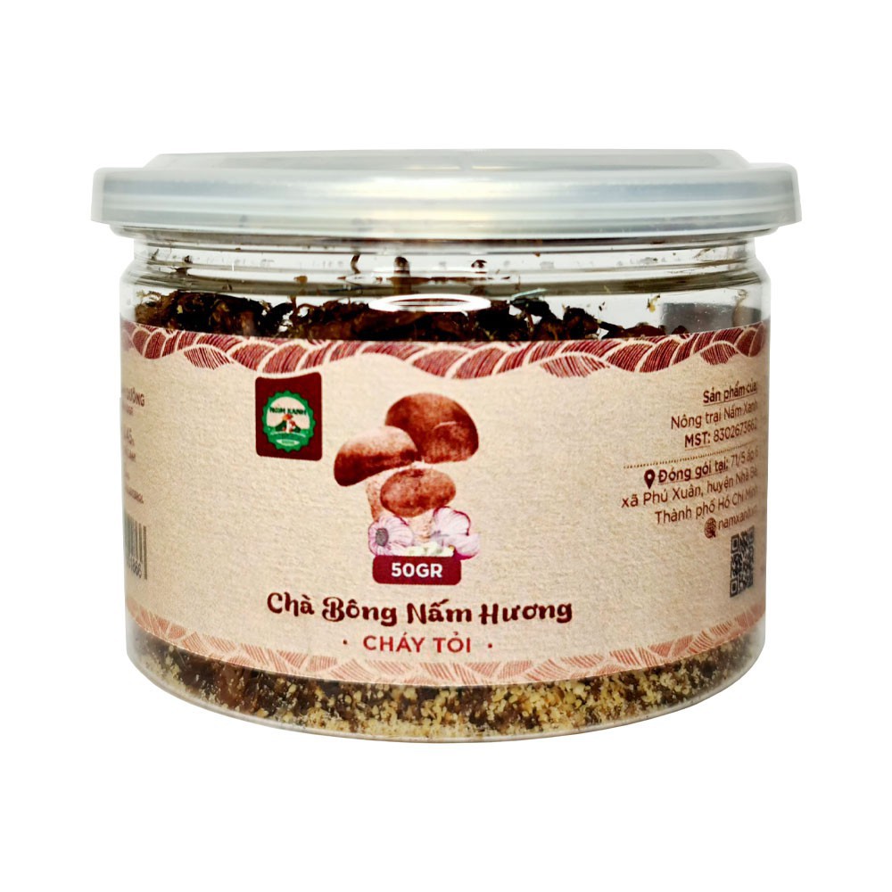 Chà Bông Nấm Hương Cháy Tỏi Thuần Chay (50gr) - Nấm Xanh