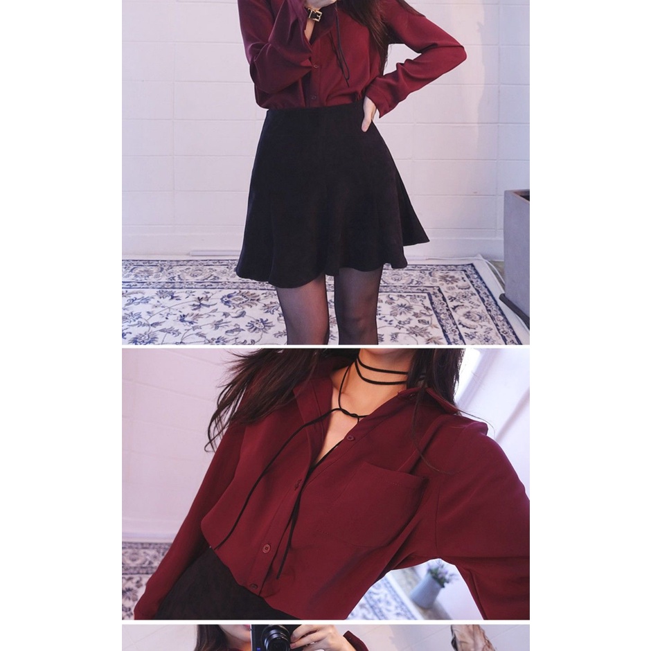 Áo sơ mi Chiffon dài tay dáng rộng màu trắng phong cách thời trang xuân thu Hàn Quốc 2021