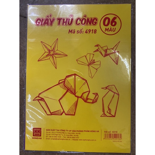 Giấy thủ công hồng hà A4 6 màu có decan loại đẹp