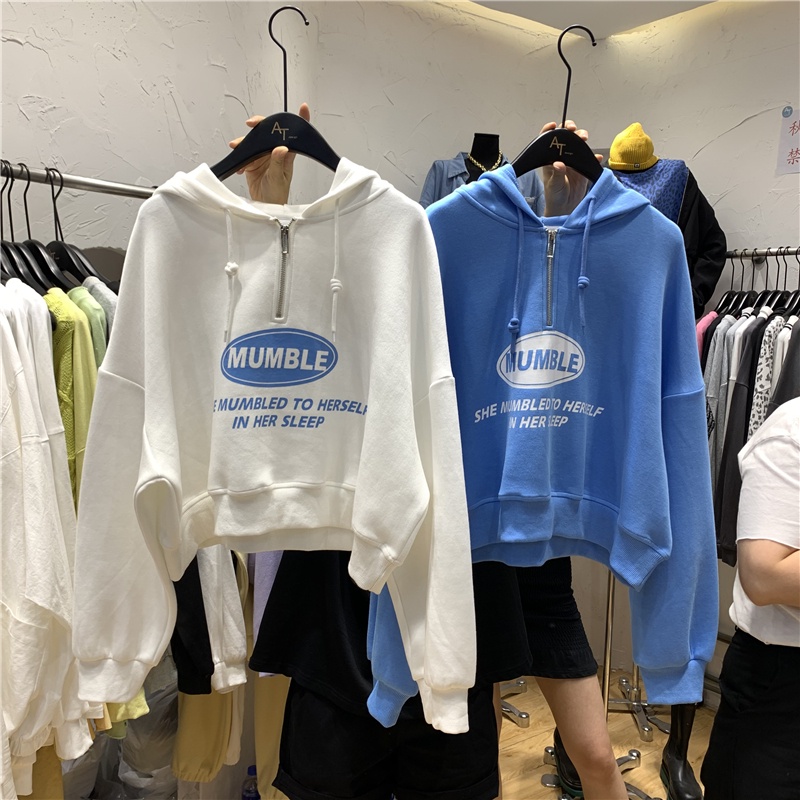 Áo Hoodie Tay Dài In Chữ Tiếng Anh Chất Liệu Cotton Phong Cách Hàn Quốc Cho Nữ