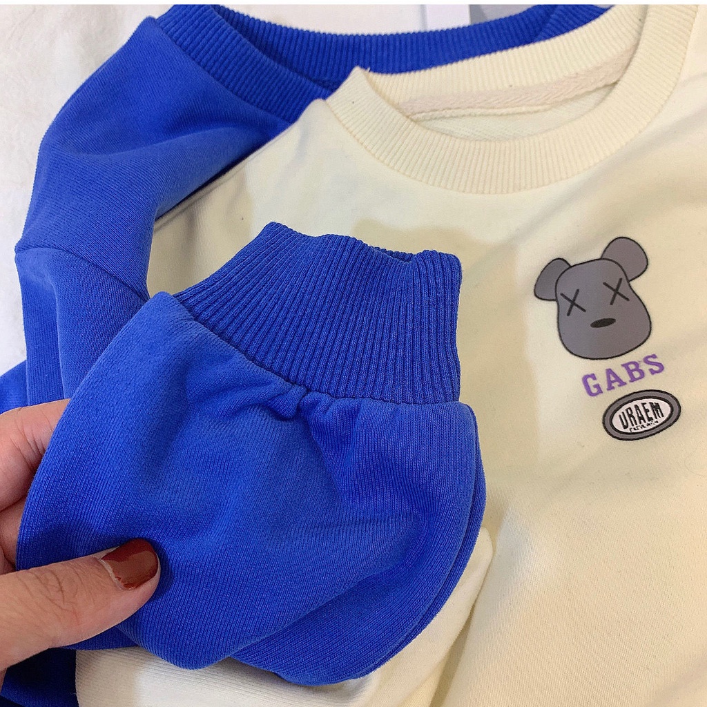 Áo Thun Cotton Tay Dài Cổ Tròn In Hình Gấu Và Chữ Phong Cách Nhật Hàn Thời Trang Mùa Thu 2022 Mới Cho Bé Trai / Gái