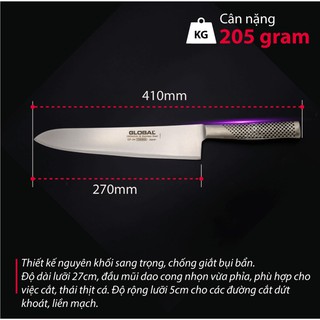 Dao bếp Nhật cao cấp Global GF34 Chef - Dao thái thịt cá (270mm)