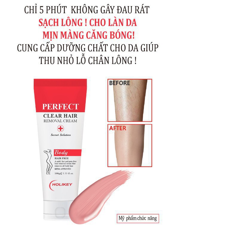 [Tẩy Sạch 100% - Hàng Nhập Khẩu] Kem tẩy lông - Tẩy lông Holikey Perfect Clear Hair Removal Cream Hàn Quốc 100ml | BigBuy360 - bigbuy360.vn