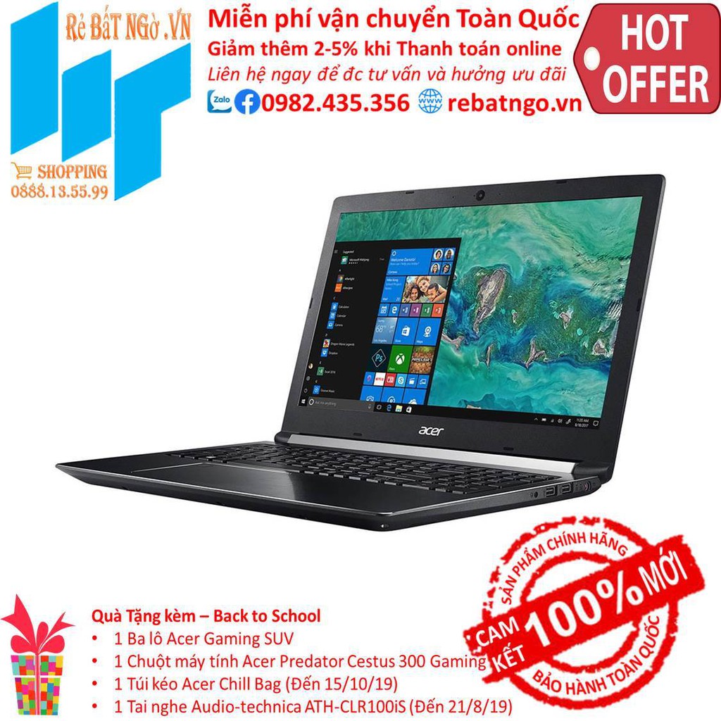 Laptop Acer Aspire 7 A715-72G-50NA NH.GXBSV.001 15.6 inch FHD-i5 8300H-8GB-1TB HDD-Linux-2.4 kg | WebRaoVat - webraovat.net.vn