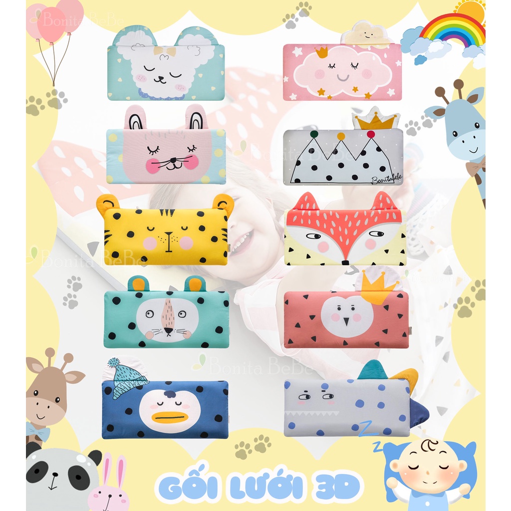 Bao gối lưới 3D/ Vỏ gối lưới 3D/ Cover 3D Airmesh Pillow  cho bé Bonitabebe HQ