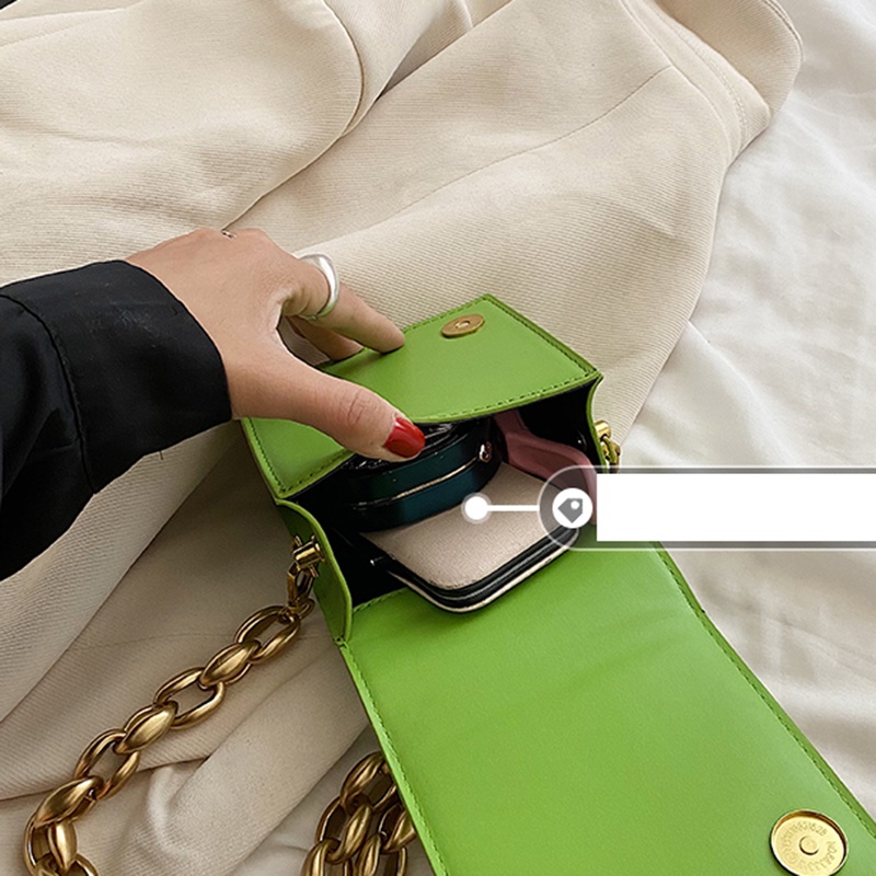 IELGY Túi Đeo Vai Hình Vuông Cỡ Nhỏ Phối Dây Xích Thời Trang Cho Nữ