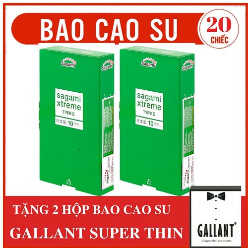 Bao Cao Su SAGAMI XTREME GREEN [CHÍNH HÃNG 100%] [2 HỘP 20 BAO] Gân-Gai-Thắt siêu mỏng Dùng là mê