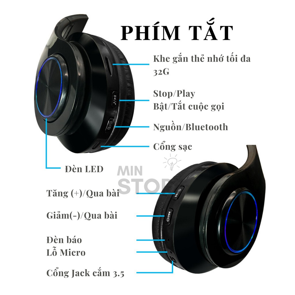 Tai Nghe Không Dây Bluetooth B39 - Đèn Led - V5.0 -  Hàng Nhập Khẩu - Min STORE