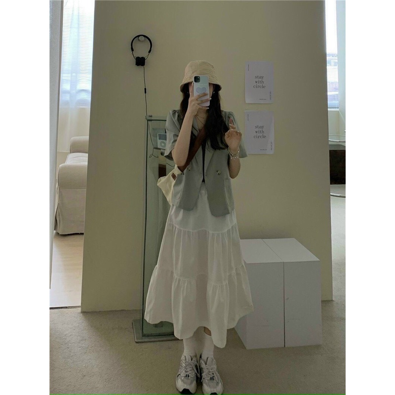 Áo Blazer ngắn tay bồng 2 cúc