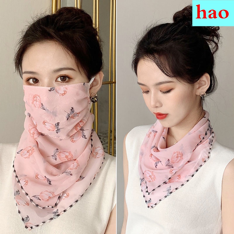 Khăn choàng cổ bằng lụa lạnh chống nắng bảo vệ mặt và cổ mùa thu đông cho nữ