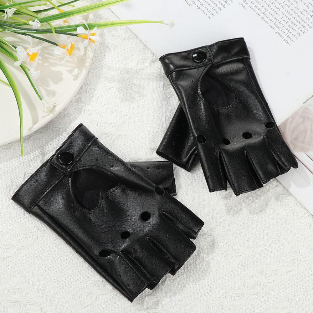 Găng Tay Da Hở Ngón Hình Trái Tim Unisex