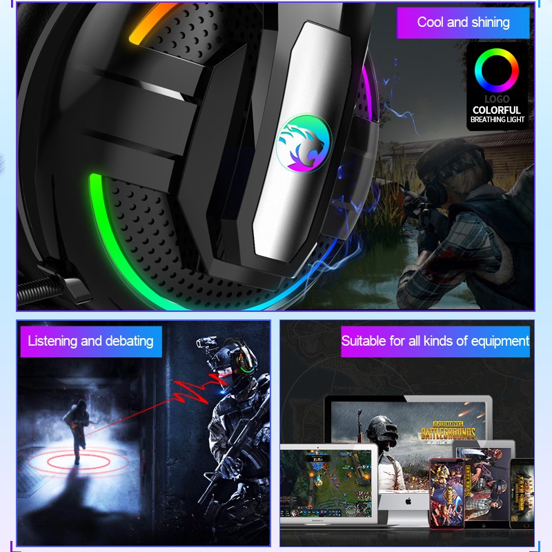 Tai Nghe Chụp Tai Loại Có Dây Dùng Chơi Game Kèm Mic Và LED Dành Cho Điện Thoại Di Động / Pc / Ps4