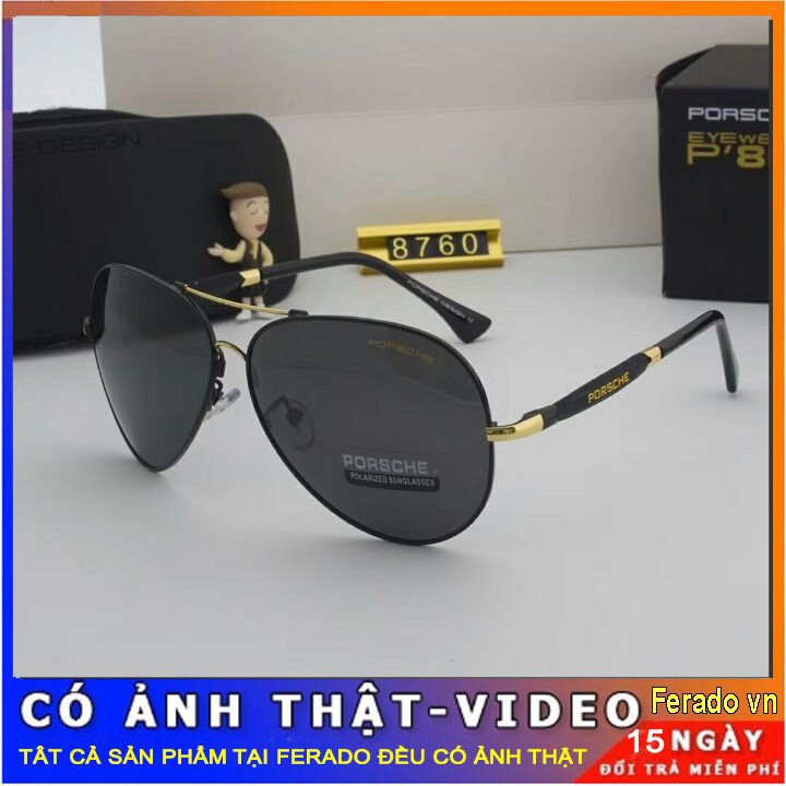 Kính mát nam gọng kim loại siêu đẹp có hộp + khăn lau