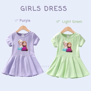 Váy công chúa cotton họa tiết Frozen thời trang mùa hè 2021 xinh xắn cho bé gái từ 2-7 tuổi