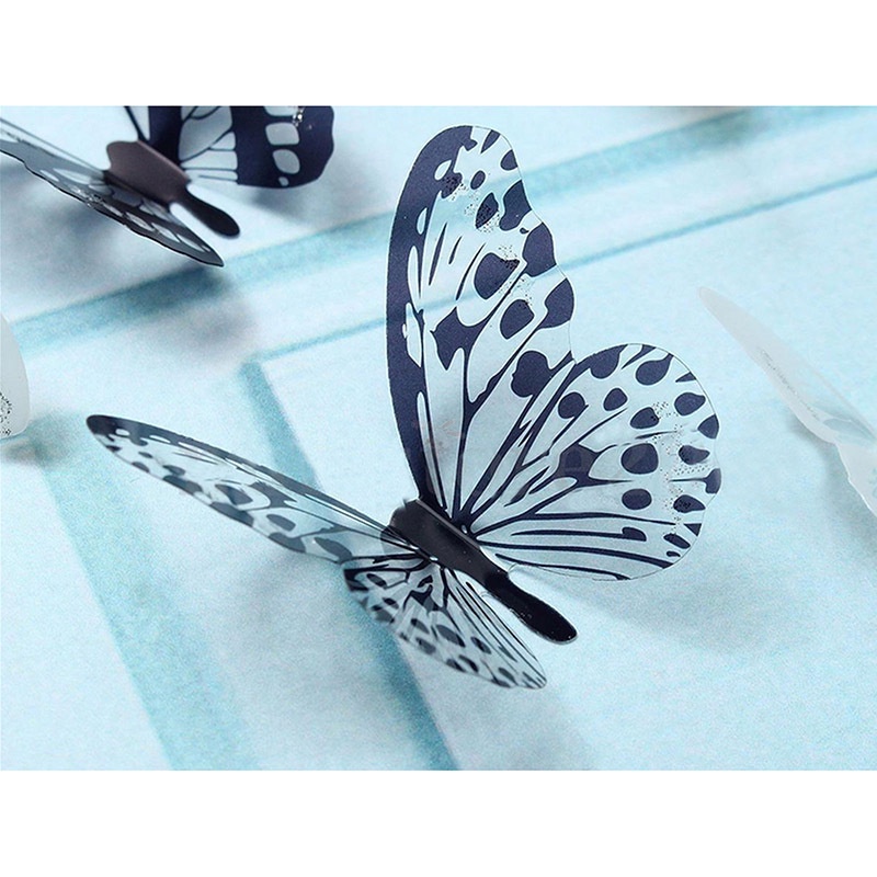 18 Miếng Dán Tường Hình Bướm 3d Màu Trắng Đen