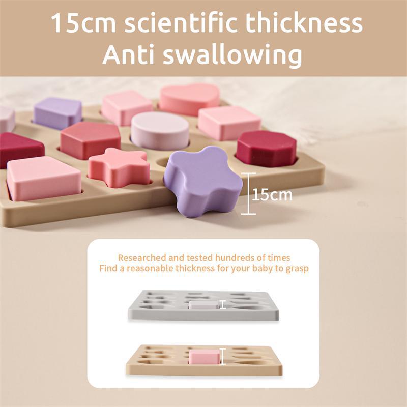 Đồ chơi ghép hình, nhận dạng hình khối 3D bằng Silicone cao cấp cho bé