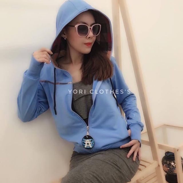 Áo khoác lime nón phối sọc