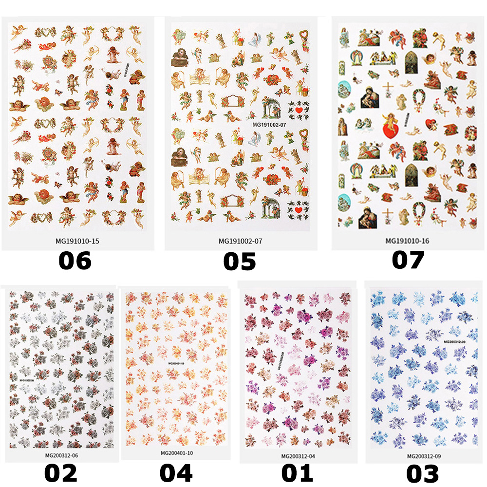 (Hàng Mới Về) Miếng Dán Trang Trí Móng Tay 3D Tự Làm Phong Cách Vintage