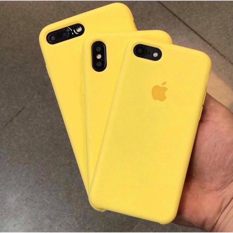 Ốp Lưng Iphone - Ốp Lưng Logo Táo Lót Nỉ Chống Bẩn Chống Trầy Màu Vàng - Dành Cho Đủ Dòng iPhone