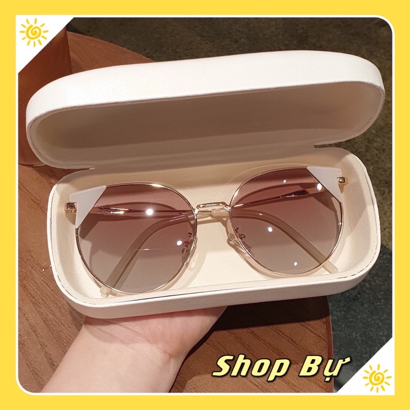 Mắt kính mát nữ tai mèo phối độc lạ gọng kim loại chống UV - tai mèo