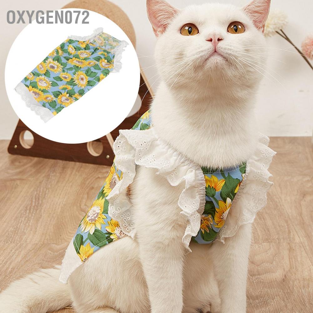 Oxygen072 Áo Cho Chó Mèo Thú Cưng Mùa Hè Pet Sunflower Skirt Bảo vệ ánh nắng Mặt trời Thoáng khí Mềm mại Dễ thương Váy Mèo Mùa hè cho Chó và