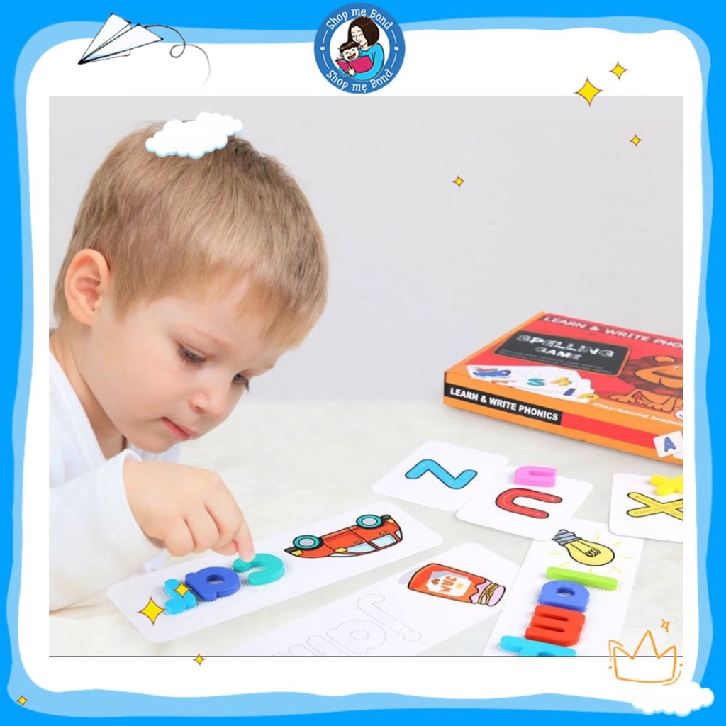 Bộ Spelling game Giúp trẻ biết thêm nhiều từ mới thông qua hình ảnh và chữ cái, M27 - 𝙎𝙃𝙊𝙋 𝙈𝙀̣ 𝘽𝙊𝙉𝘿