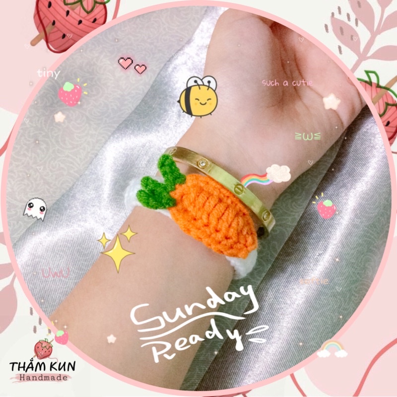 Vòng tay heo, ếch, cà rốt, thỏ, gấu đan len handmade
