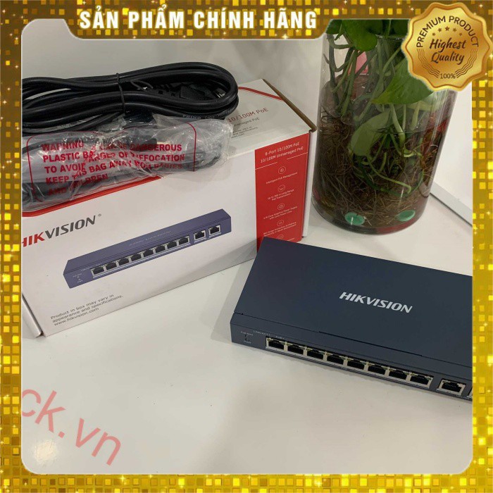 Switch mạng 8 cổng PoE Hikvision DS-3E0310P-E/M 2 cổng uplink 10/100 Mbps chính hãng mới 100%