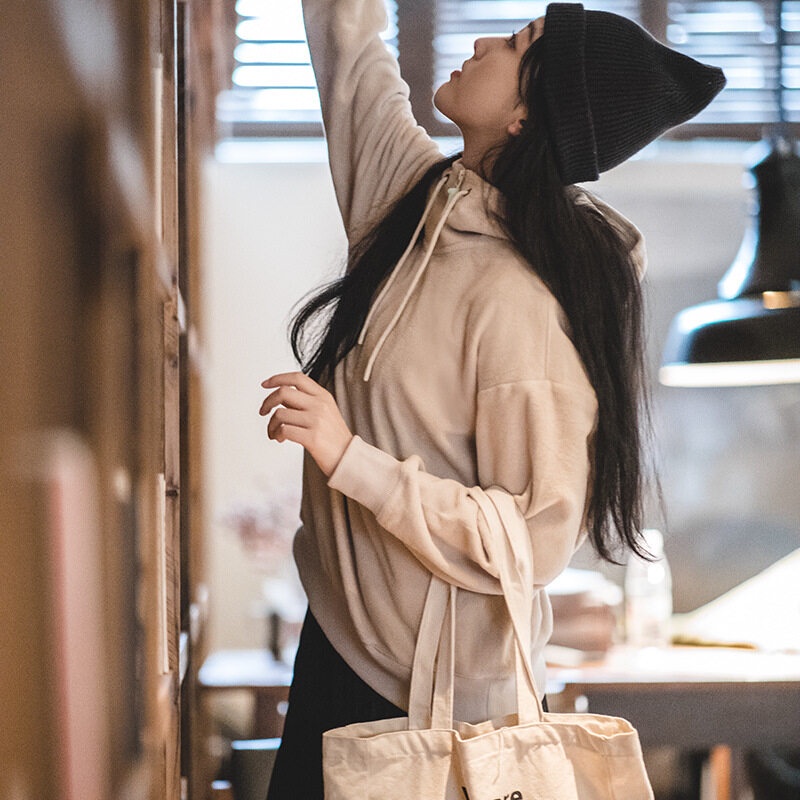 MADEN Áo sweater Sáp Mềm Mại Chui Đầu Tay Dài Có Khóa Kéo Trước Màu Đen Phong Cách Nhật Bản Thời Trang Mùa Thu 2022