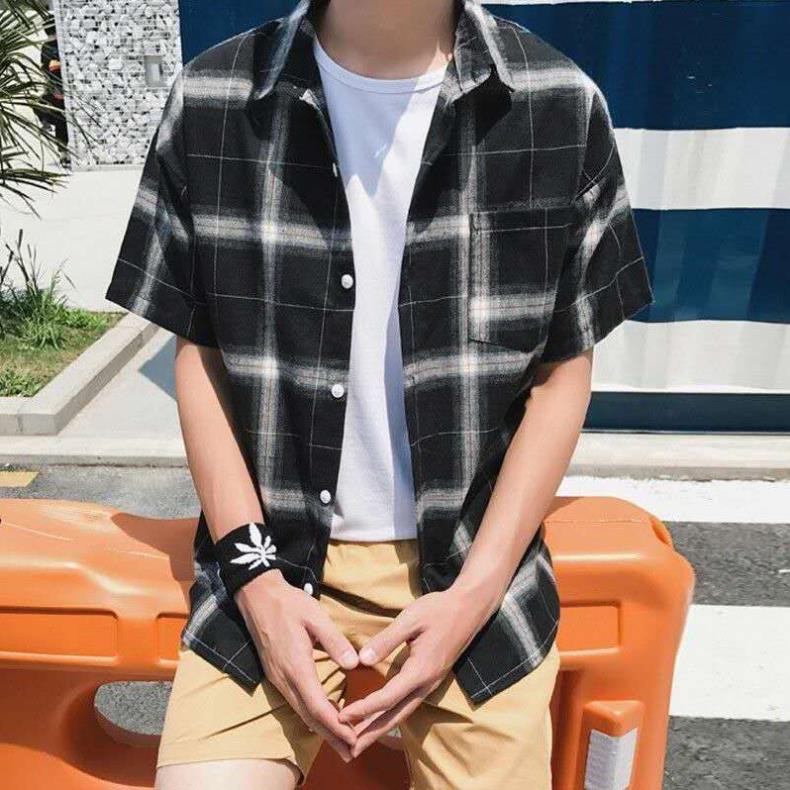 [HÀNG CAO CẤP] Áo Sơ Mi Caro Tay Ngắn Thời Trang Phong Cách Hàn Quốc Cho Nam | BigBuy360 - bigbuy360.vn