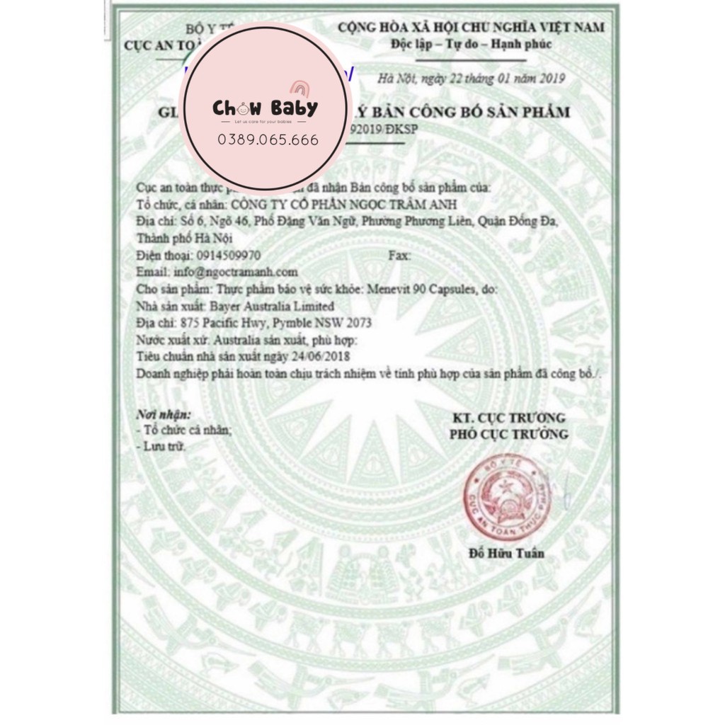 Viên uống Menevit 90v