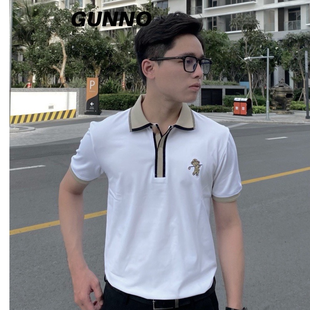 Áo polo nam GUNNO vải cvc dày dặn thấm hút nhanh bền màu không nhăn co giãn tốt logo thêu