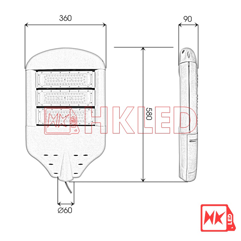 Đèn đường LED - Đèn LED đường phố mẫu M3 HKLED