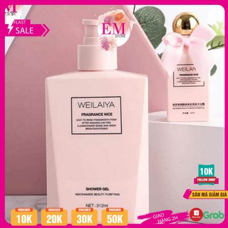 Sữa tắm trắng da weilaiya chính hãng cho làn da trắng hồng căng bóng mịn màng không tì vết 312ml