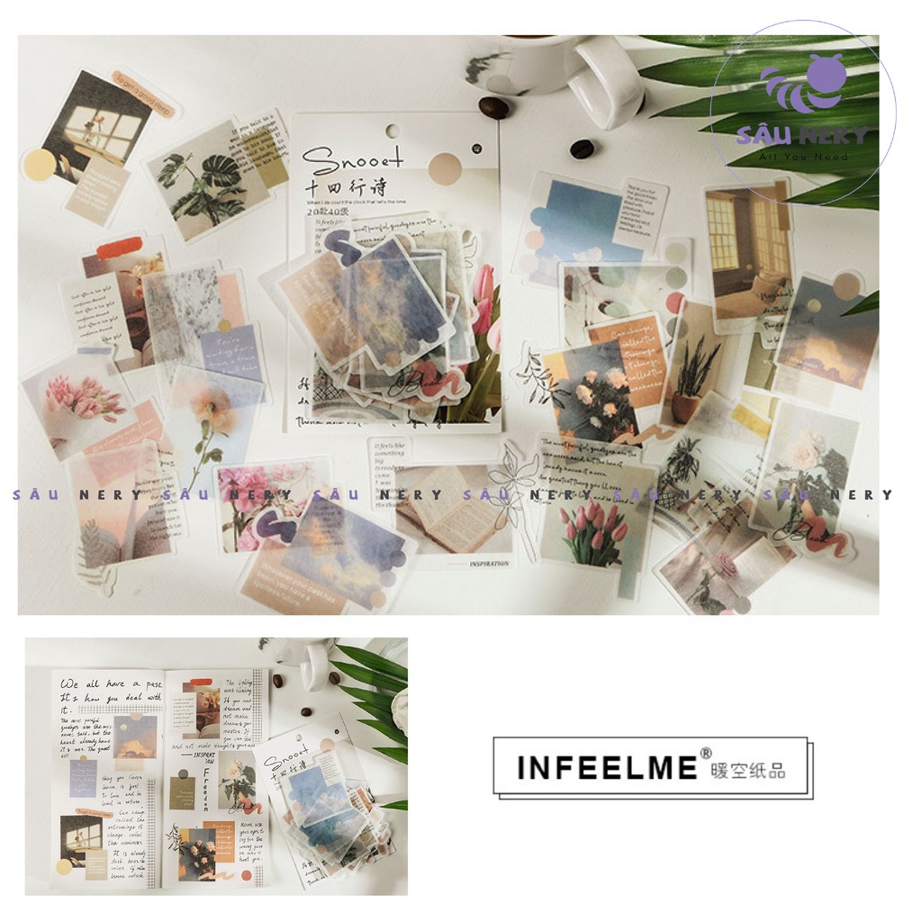 [SALE XẢ HÀNG] Sâu Nery - SN38 - Set 40 miếng dán sticker decor trang trí Time Letter Series INFEEL ME | BigBuy360 - bigbuy360.vn