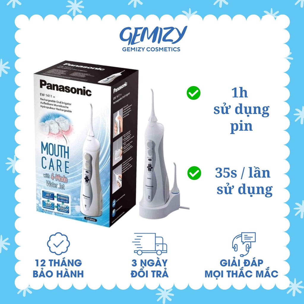 Máy tăm nước Panasonic EW1411 Đức vệ sinh răng miệng làm sạch cặn thức ăn - Gemizy Shop