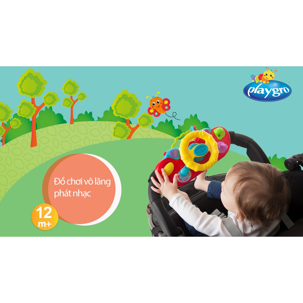 Đồ chơi vô lăng phát nhạc Playgro Music Drive and Go, cho bé 12-36 tháng