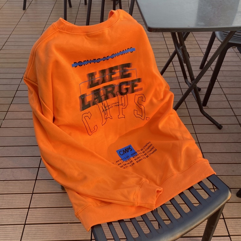 Áo sweater Life large CmPS áo sweater nỉ bông lót lông form rộng unisex nam nữ màu cam đen streetstyle phong cách hàn | BigBuy360 - bigbuy360.vn