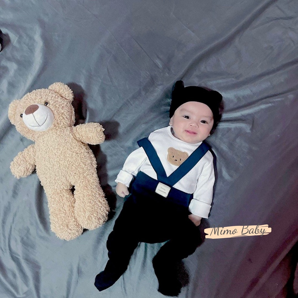 Áo cotton dài tay đính gấu thêu dễ thương cho bé QA32 Mimo Baby