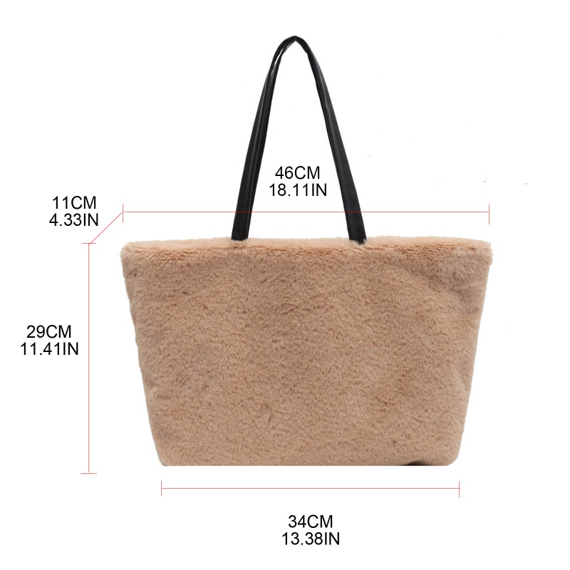 Túi Xách Lông Nhung Màu Trơn Nhẹ Nhàng Mềm Mại Sức Chứa Lớn Cho Nữ