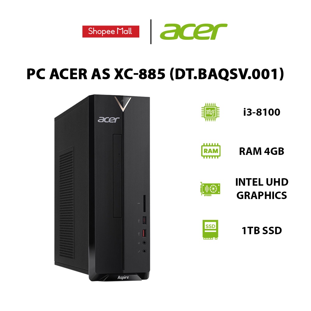 [ELBAU7 giảm 7%]  PC Acer AS XC-885 (DT.BAQSV.001) i3-8100 | 4GB