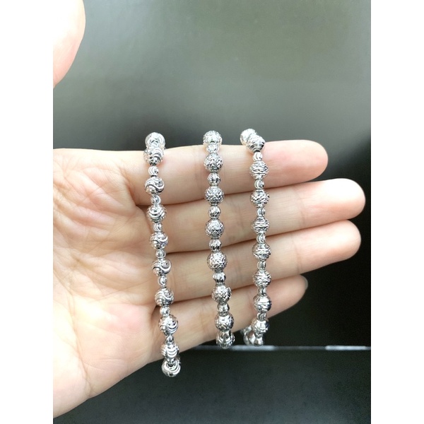 Lắc tay bi Bạc cỡ trung khắc máy xi bạch kim -Bạc cao cấp 925 xi bạch kim